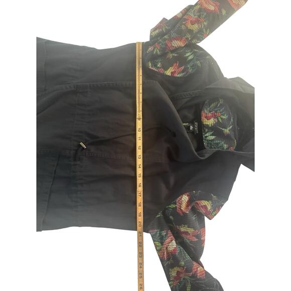 LuLaRoe Supply Size Large Hooded Jacket Canvas Floral Black Open Cardigan #5146 - Picture 12 of 14
